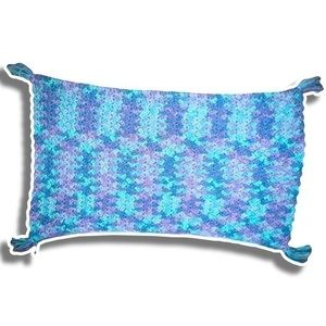 Vintage Handcrafted Knit Crochet Square Blanket Throw